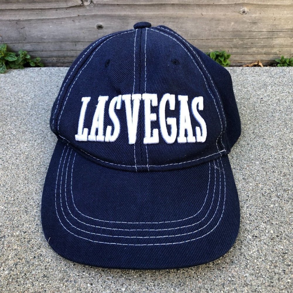Vintage LAS VEGAS Embroidered Baseball Hat Mens Blue Adjustable Cap
